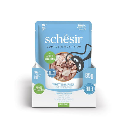 Schesir Cat Wet Food Tuna & Seabass 85g – 12 Pack Pouches, Complete & Balanced