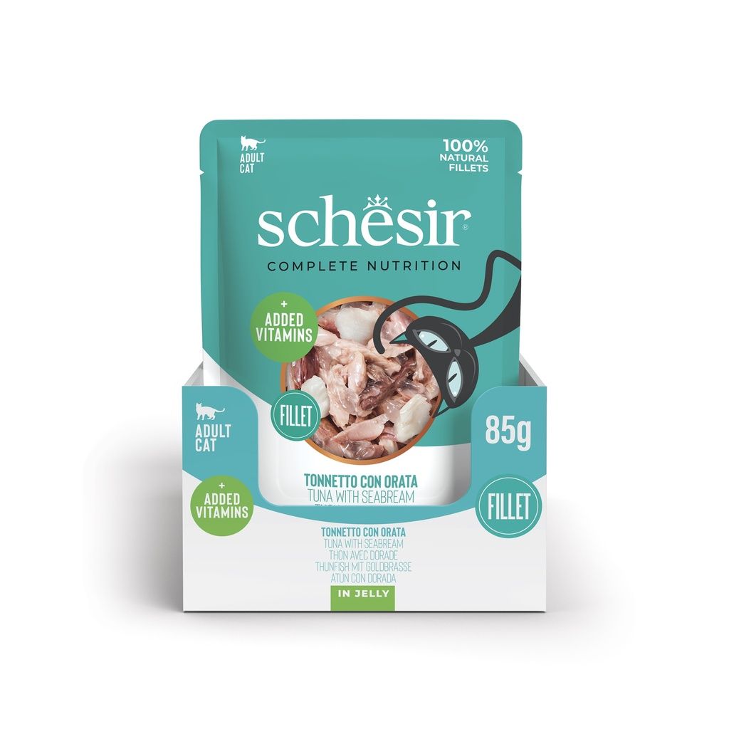 Schesir Cat Wet Food Tuna & Seabream 85g – 12 Pack Pouches, Complete & Balanced