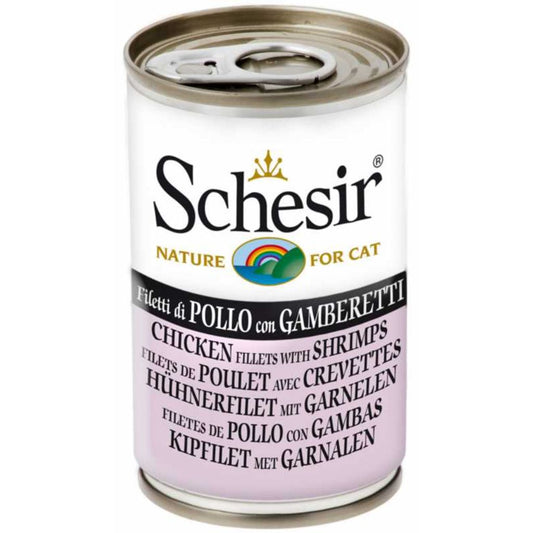 Schesir Cat Wet Food Chicken with Shrimps – 24 Pack, Can