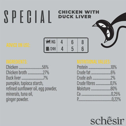 Schesir Special Mousse Exigent Chicken & Duck Liver 70g – Pack of 12