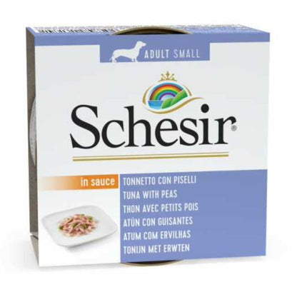 Schesir Dog Wet Food – Tuna & Peas, 85g Can, Pack of 14