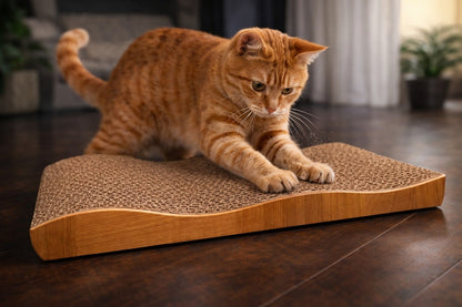 Petto Cat Scratcher Cardboard 2-in-1 Reversible Scratching Pad with Catnip for Indoor Cats, Durable Corrugated Board, 45 × 21 × 4.5 cm