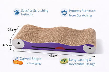 Petto Cat Scratcher 2-in-1 Board with Catnip | Purple Cardboard Scratching Pad for Cats | 43 × 23 × 6.5 cm