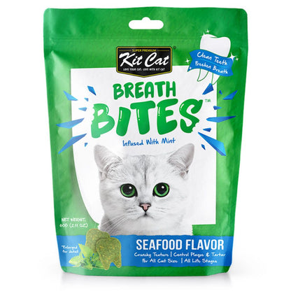 Kit Cat Breath Bites Seafoods Flavor 60g – Dental Treats for Cats Fresh Breath