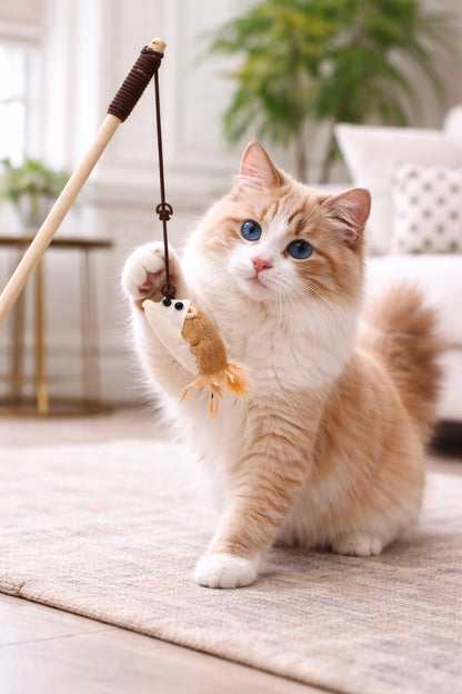 Interactive Cat Wand Set – Feathers & Fun for Active Playtime
