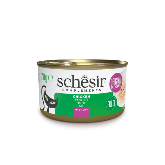 Schesir Wet Cat Food in Broth – Chicken 70g | 12 Pack Natural Cat Nutrition