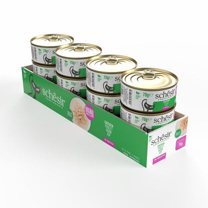 Schesir Wet Cat Food in Broth – Chicken 70g | 12 Pack Natural Cat Nutrition