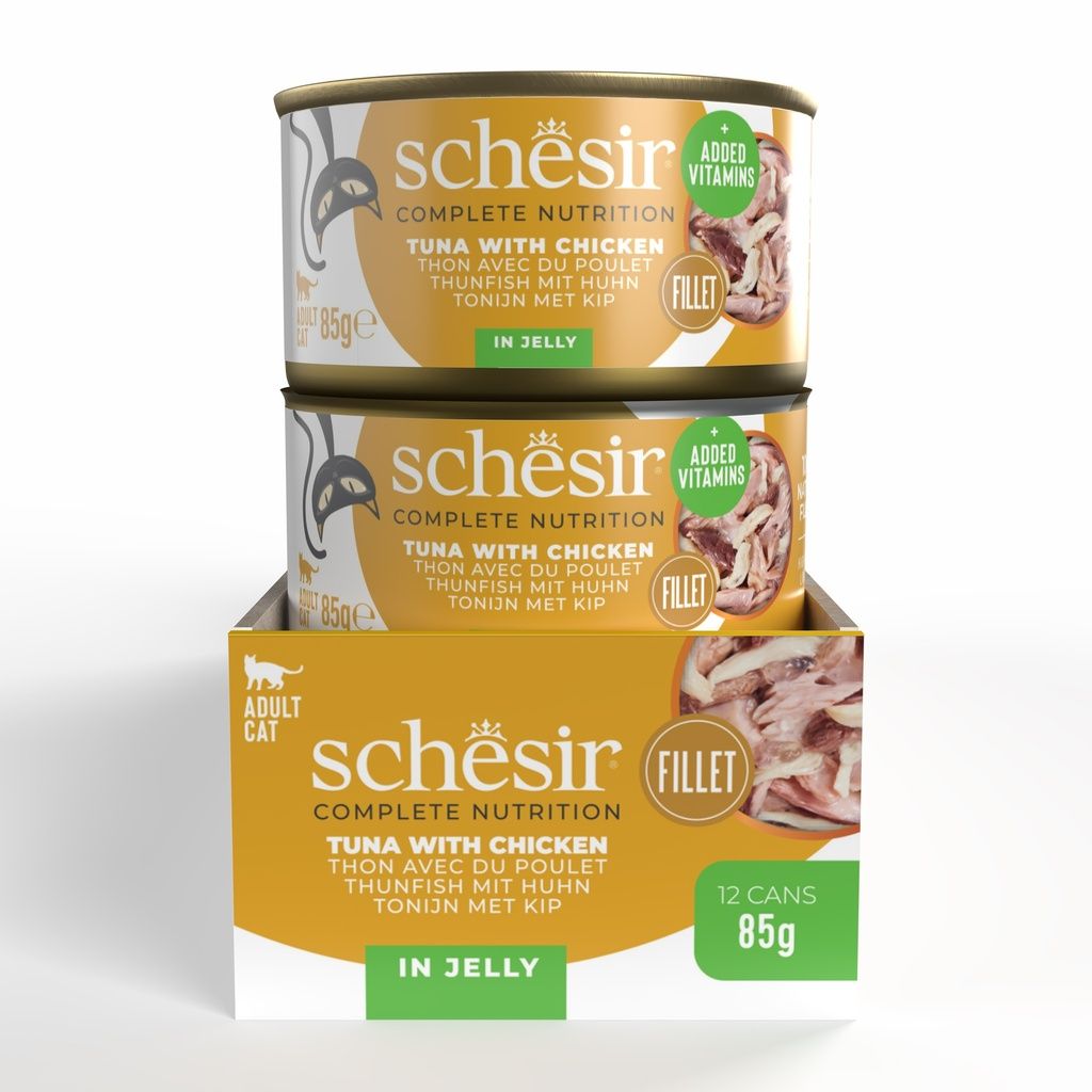Schesir Wet Cat Food in Jelly – Tuna & Chicken 85g | 12 Pack Complete Nutrition