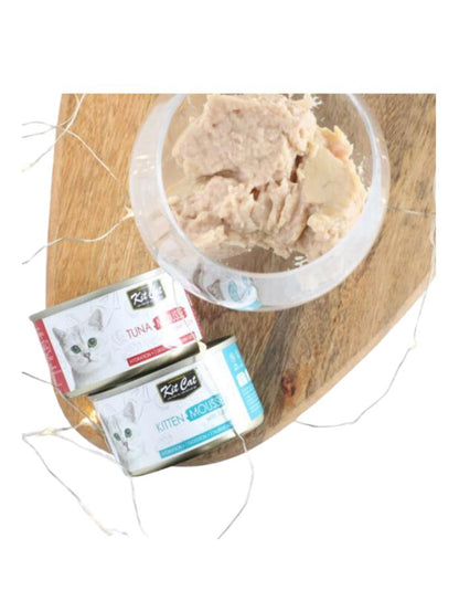 Kit Cat Kitten Mousse with Tuna 80g – 1 Box (24pcs) | Grain-Free Wet Cat Food for Kittens