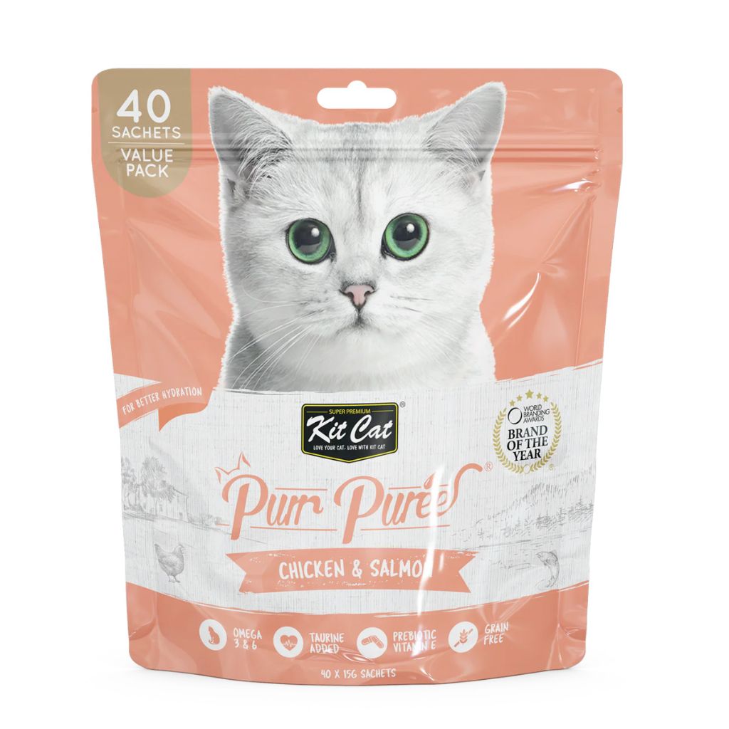 Kit Cat Purr Puree Chicken & Salmon 40 Sachets – Premium Cat Treats