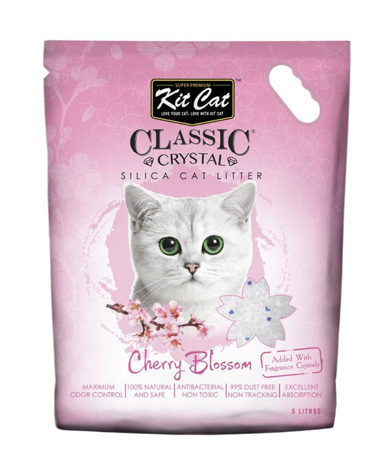 Kit Cat Classic Crystal Cat Litter – Cherry Blossom Scented 5L | Odor Control & Dust Free