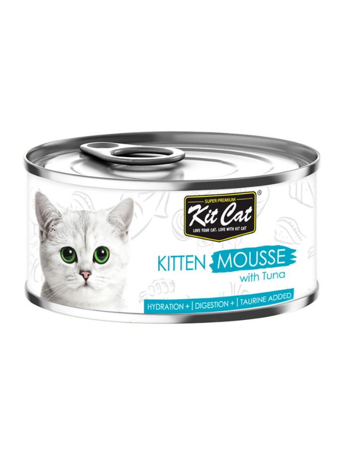 Kit Cat Kitten Mousse with Tuna 80g – 1 Box (24pcs) | Grain-Free Wet Cat Food for Kittens