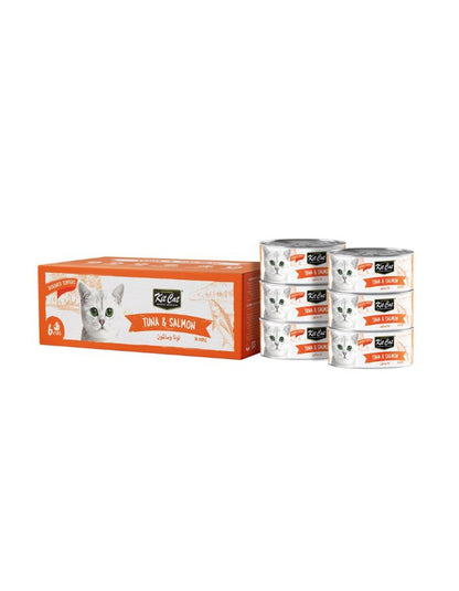 Kit Cat Deboned Tuna & Salmon Toppers for Cats – 6x50g | High Protein, Grain-Free, Natural Flavors