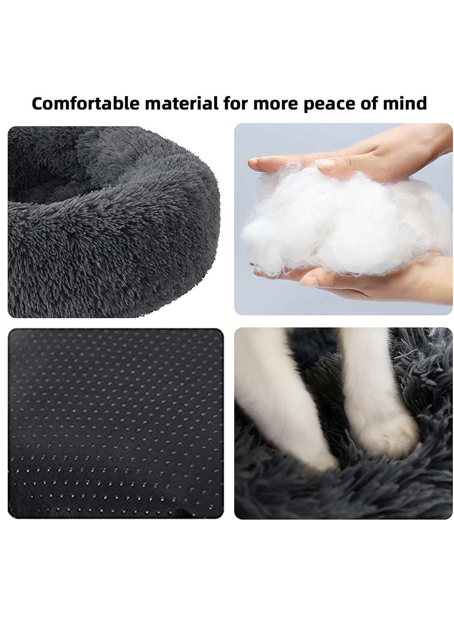Cozy Donut Pet Bed – Fluffy, Soft & Calming (Black)