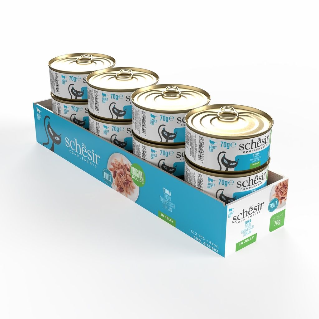 Schesir Cat Wet Food Tuna 70g – 12 Pack, Complements in Jelly