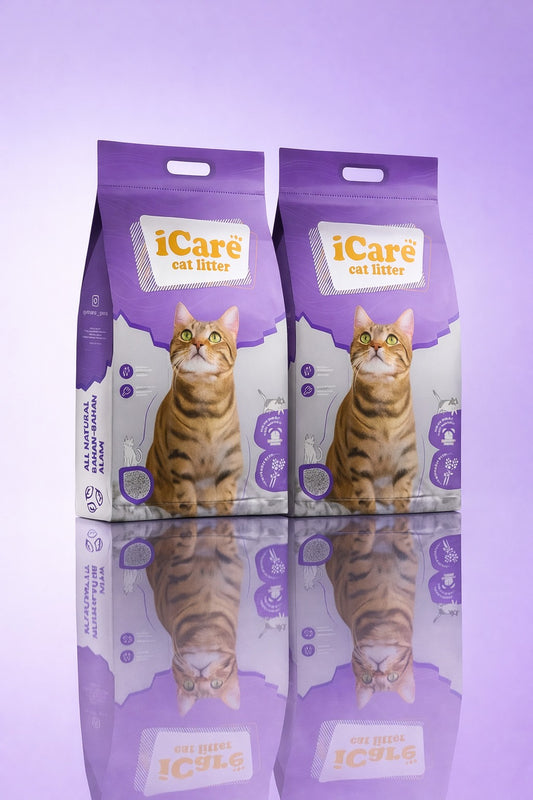 2PCs  iCare Bentonite Cat Litter – Natural, Safe & Odor-Free [ Lavender ] -25L