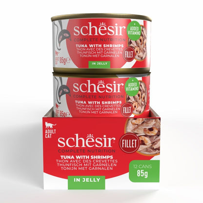 Schesir Wet Cat Food in Jelly – Tuna & Shrimp 85g | 12 Pack Complete Nutrition