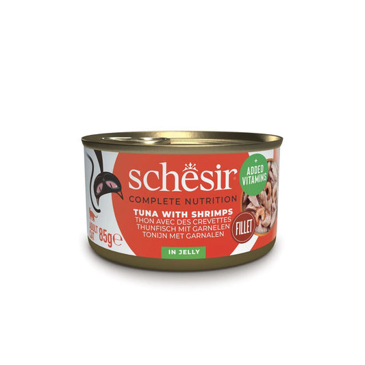 Schesir Wet Cat Food in Jelly – Tuna & Shrimp 85g | 12 Pack Complete Nutrition