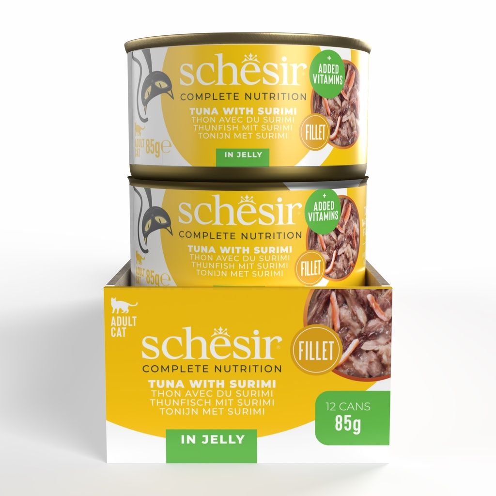 Schesir Wet Cat Food in Jelly – Tuna & Surimi 85g | 12 Pack Complete Nutrition