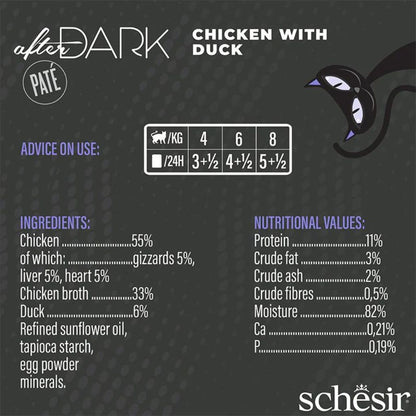 Schesir After Dark Pâté Chicken with Duck 80g – Wet Food for Cats* 12pc