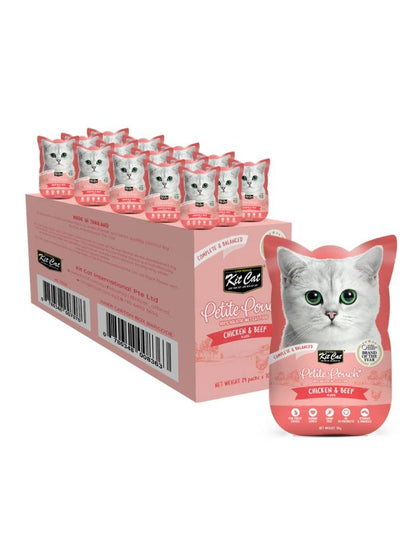 Kit Cat Petite Pouch Chicken and Beef Wet Cat Food 70g x 12 Pouches