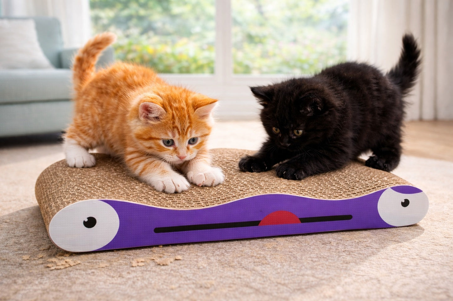Petto Cat Scratcher 2-in-1 Board with Catnip | Purple Cardboard Scratching Pad for Cats | 43 × 23 × 6.5 cm
