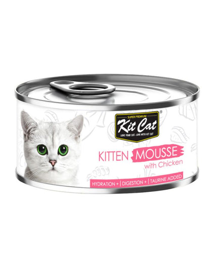 Kit Cat Kitten Mousse with Chicken 80g – 1 Box (24pcs) | Grain-Free Wet Cat Food for Kittens
