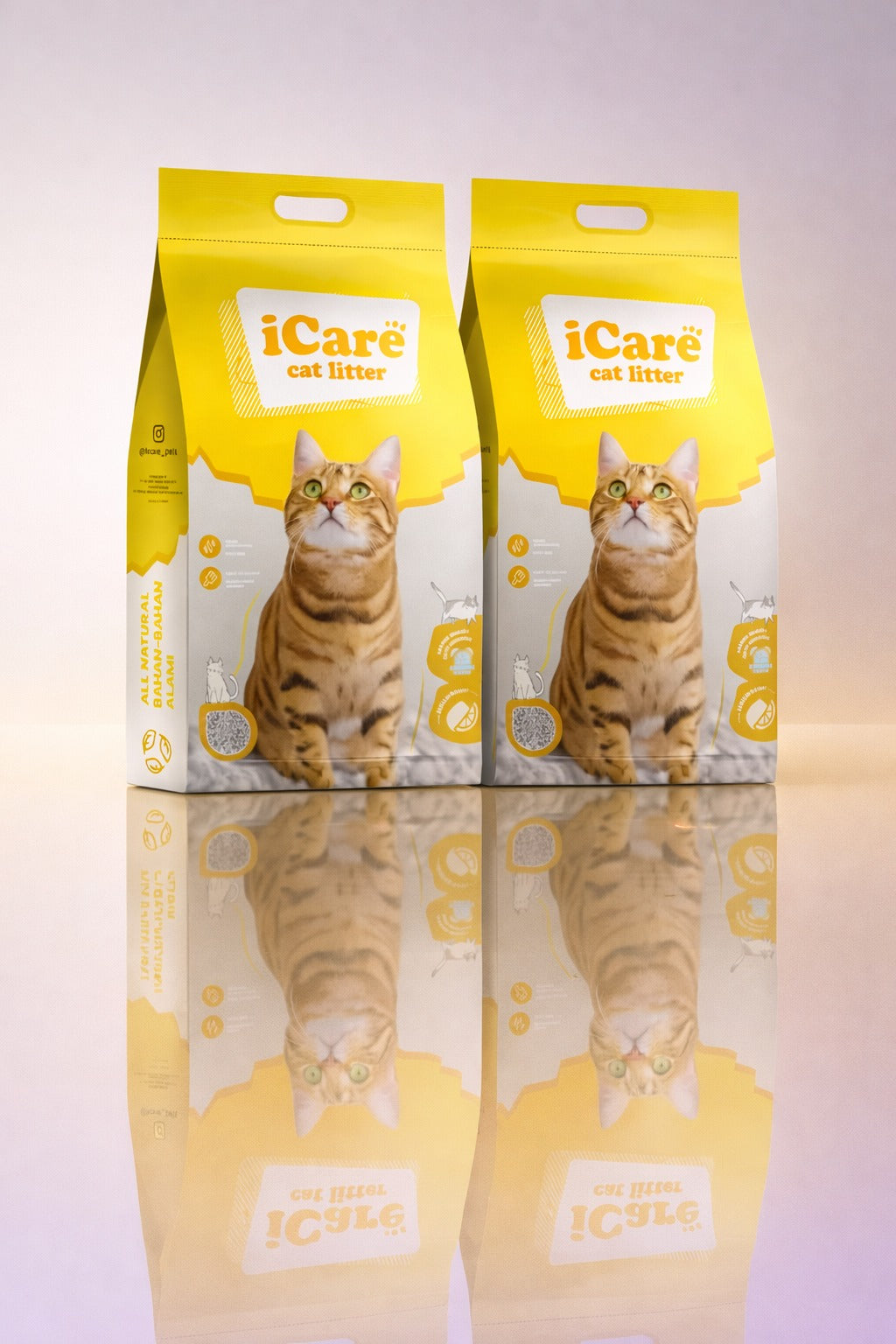 2PCs  iCare Bentonite Cat Litter – Natural, Safe & Odor-Free [ Lemon ] -25L