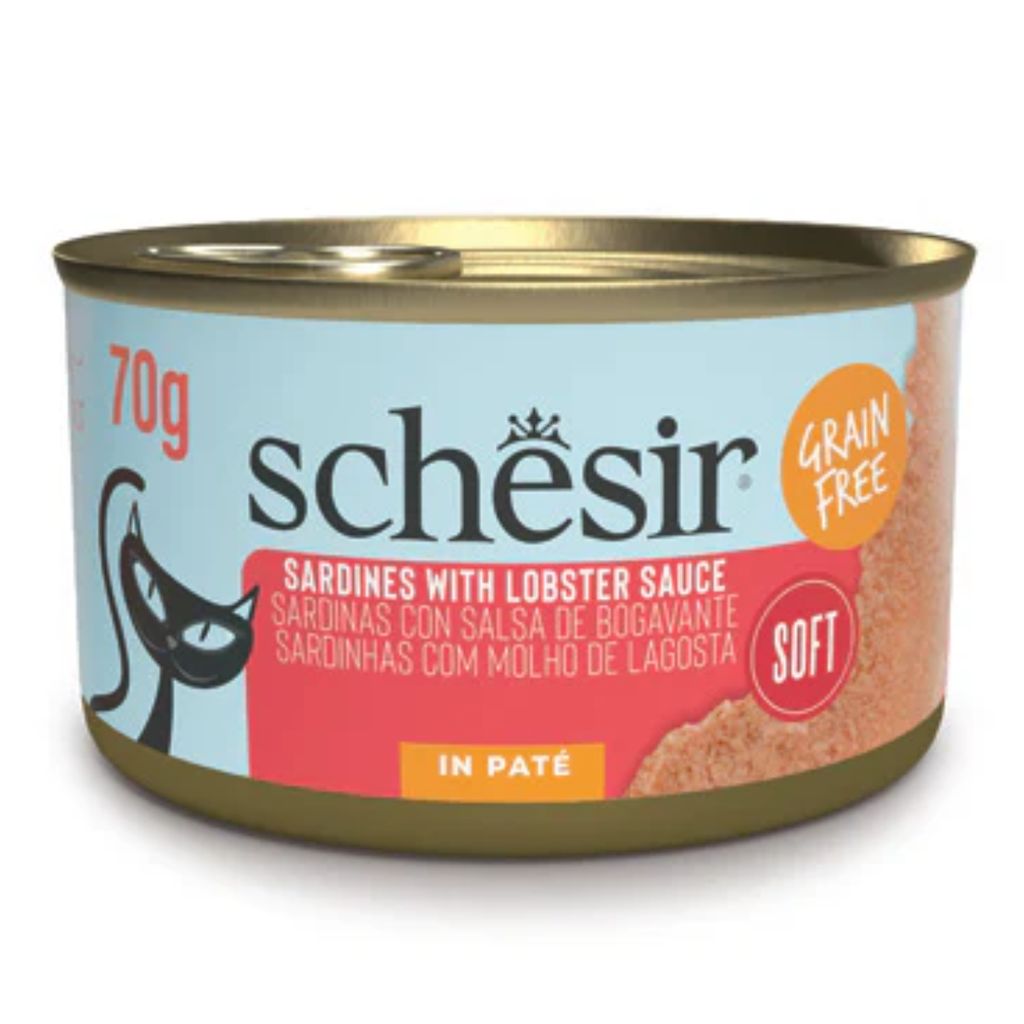 Schesir Grill Pâté Wet Cat Food Can – Sardines in Lobster Sauce, 70g *12pc