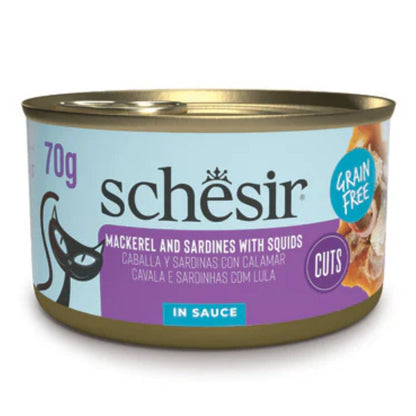 Schesir Wholefood Wet Cat Food – Mackerel, Sardines & Squid, 12×70g Cans