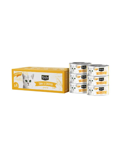 Kit Cat Deboned Tuna & Chicken Toppers for Cats – 6x50g | Grain-Free, Natural Ingredients, High Protein