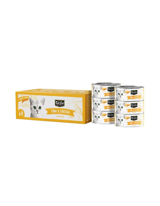 Kit Cat Deboned Tuna & Chicken Toppers for Cats – 6x50g | Grain-Free, Natural Ingredients, High Protein