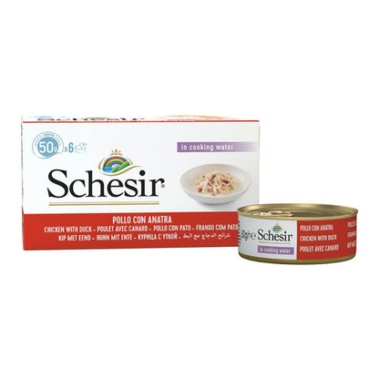 Schesir Cat Wet Food Chicken & Duck 50g – 6-Pack Multipack Premium Wet Food for Cats