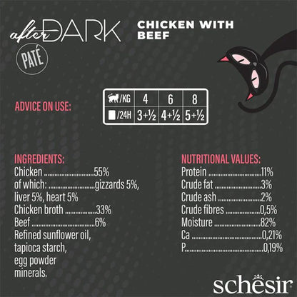 Schesir After Dark Pâté Chicken with Beef 80g – Pack of 12 for Cats