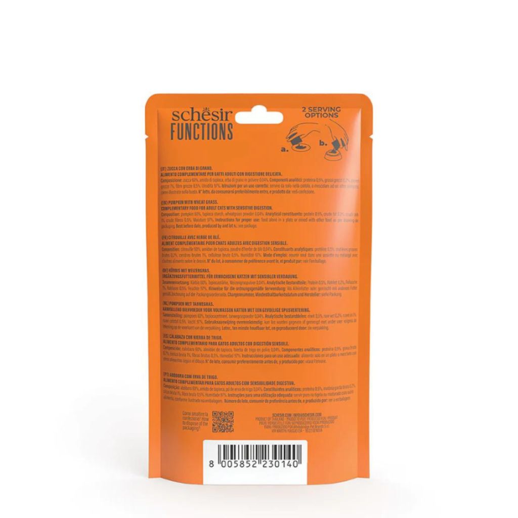 Schesir Functions Cat Pouch 40g – Digestive Support with Pumpkin & Wheat Grass