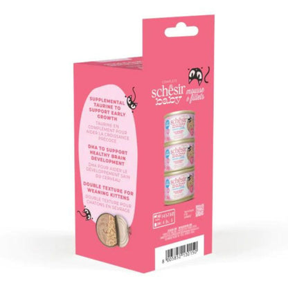 Schesir Multipack Baby Cat Wet Food 165g – Mousse & Fillets with Chicken, Salmon & Liver