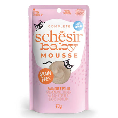 Schesir Baby Mousse for Kittens – Salmon & Chicken Wet Food 70g 12PCS