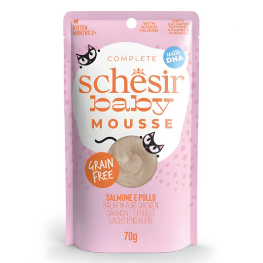 Schesir Baby Mousse for Kittens – Salmon & Chicken Wet Food 70g 12PCS
