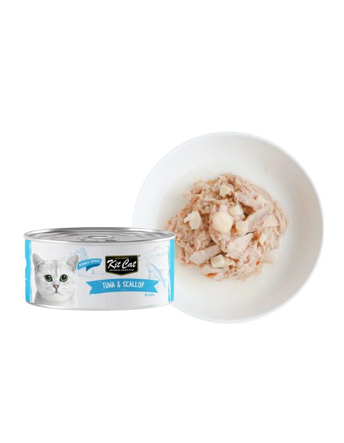 Kit Cat Tuna & Scallop 80g – 1 Box (24pcs) | Grain-Free Wet Cat Food for All Life Stages