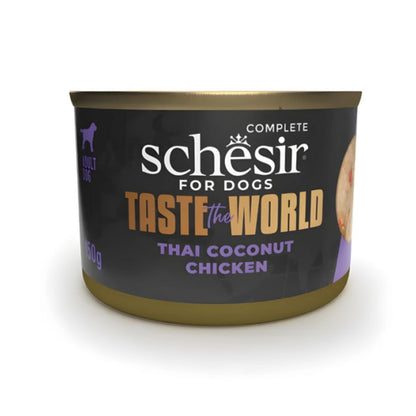 Schesir Taste The World Dog Wet Food – Thai Coconut Chicken, 150g Can, 8-Pack