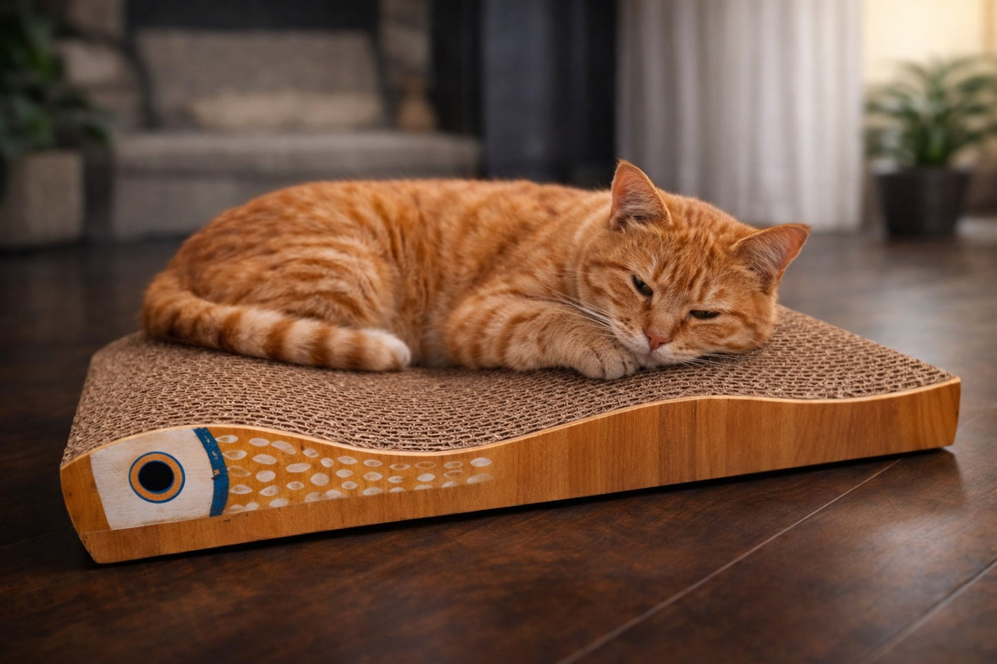 Petto Cat Scratcher Cardboard 2-in-1 Reversible Scratching Pad with Catnip for Indoor Cats, Durable Corrugated Board, 45 × 21 × 4.5 cm