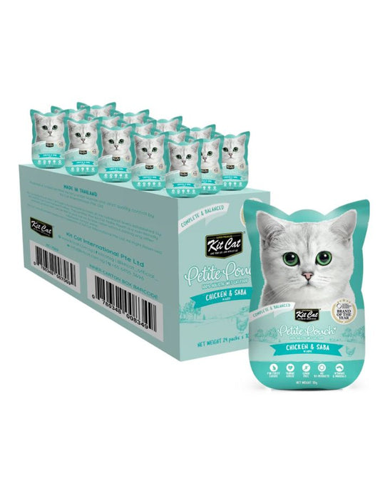 Kit Cat Petite Pouch Chicken & Saba Wet Cat Food 70g (Pack of 12)