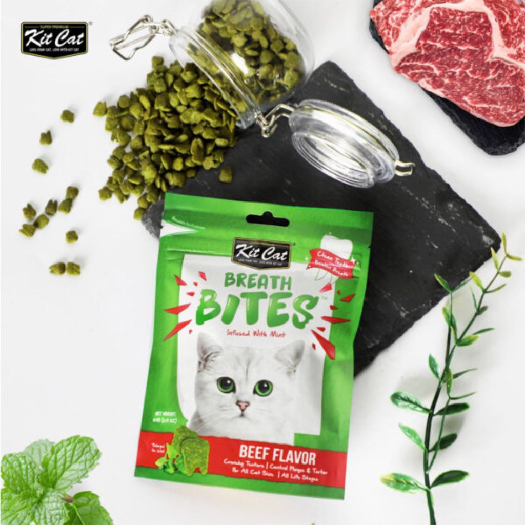 Kit Cat Breath Bites Beef Flavor 60g – Dental Treats for Cats Fresh Breath