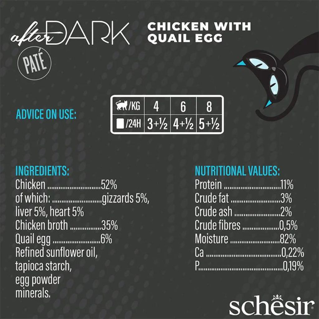 Schesir After Dark Pâté Chicken with Quail Egg 80g – 12 Pack