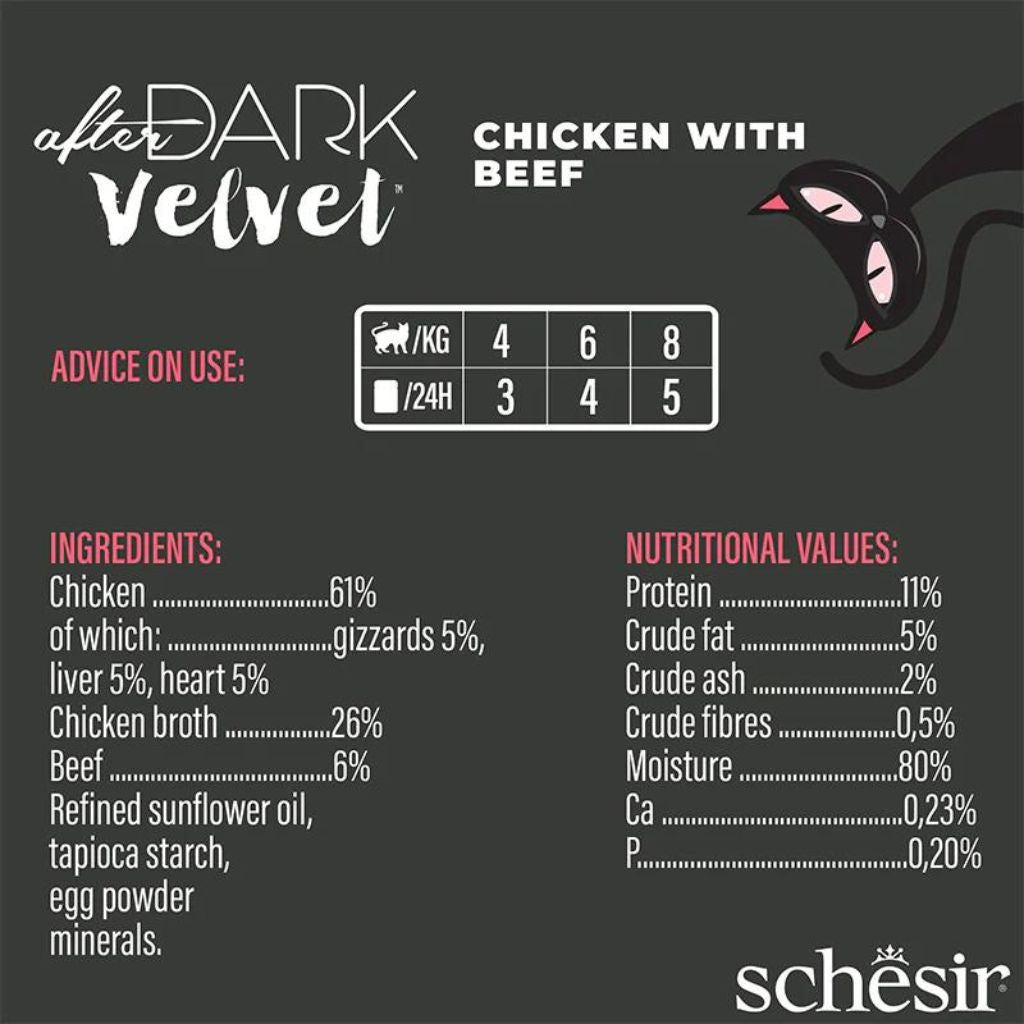 Schesir After Dark Velvet Mousse Cat Food with Chicken & Beef 80g x12