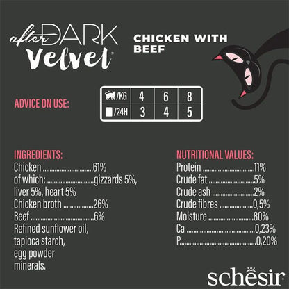 Schesir After Dark Velvet Mousse Cat Food with Chicken & Beef 80g x12