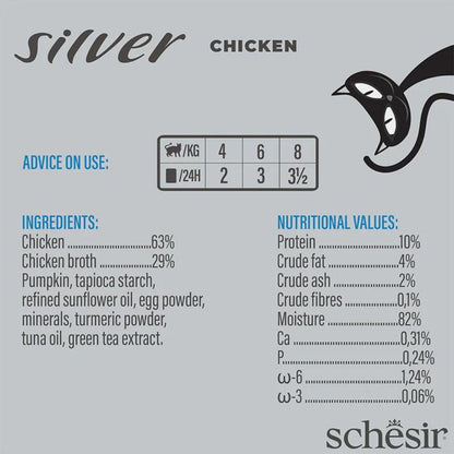 Schesir Silver Mousse Senior Cat Chicken Wet Food 80g (12 Pack)
