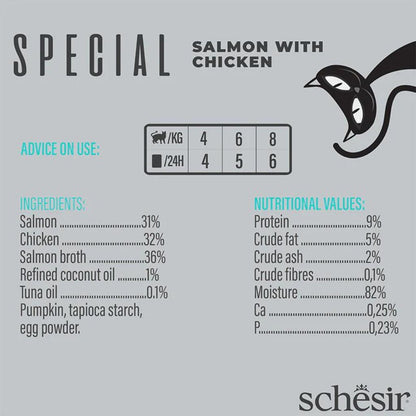 Schesir Special Mousse Cat Skin & Coat Salmon & Chicken 70g*12pc
