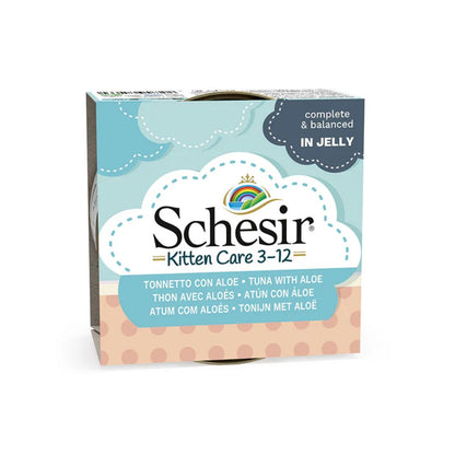 Schesir Kitten Wet Food Tuna & Aloe 85g – 12-Pack Can in Jelly for Kittens (3–12 Months)
