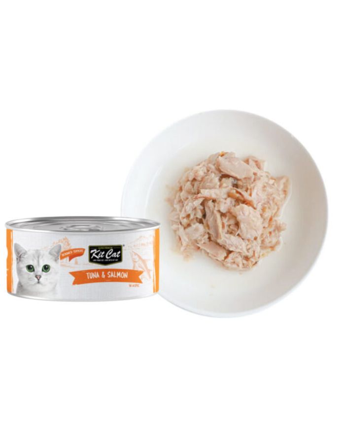 Kit Cat Tuna & Salmon 80g – 1 Box (24pcs) | Grain-Free Wet Cat Food for All Life Stages